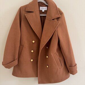 Women’s Liz Claiborne Blazer Size Large Brown Double Breasted Gold Button Lined